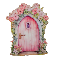  Nyomtatott dekorkarton Tündérajtó Csipkerózsika 14cm dekorációs kellék