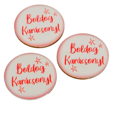  Nyomtatott fa tábla Boldog karácsonyt fehér-piros 5cm 3db-os dekorációs kellék