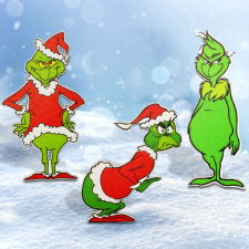  Nyomtatott fa tábla - Gúnyos Grincs Trió 3db/csom dekorációs kellék