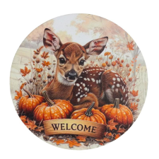  Nyomtatott fa tábla koszorú közép - Bambi welcome 14,8cm dekorációs kellék