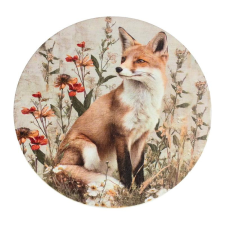  Nyomtatott fa tábla koszorú közép - Erdei állatok - róka 14,8cm dekorációs kellék