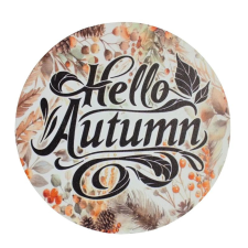  Nyomtatott fa tábla koszorú közép - Hello Autumn 14,8cm dekorációs kellék