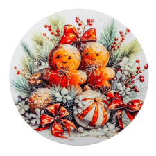  Nyomtatott fa tábla koszorú közép Mézi pár 14,8cm dekorációs kellék