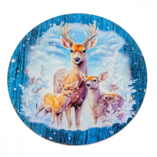  Nyomtatott fa tábla koszorú közép-Szarvas ás őzikék 14,8cm dekorációs kellék