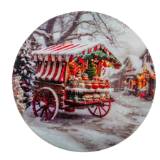 Nyomtatott fa tábla koszorú közép Vásári szekér 11,8cm dekorációs kellék