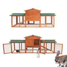 Nyúlketrec tyúkól kifutóval legeltető ketrec barna-zöld 219x53x85 cm 51868 ketrec, szállítóbox rágcsálóknak