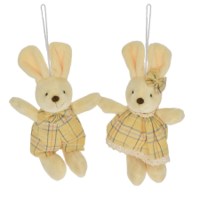  Nyuszi ülő textil akasztós sárga 15cm dekorációs kellék