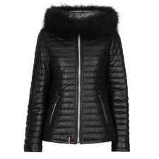 OAKWOOD Steppelt kabátok MANDY (raccoon fur) Fekete EU M női dzseki, kabát