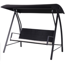 Oasom Hintaágy 3 személyes polirattan kerti ülőgarnitúra fekete 198x124x179 cm kerti bútor