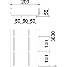 OBO 6005474 Rácsos kábeltálca GR nehéz kivitel 55x200x3000mm villanyszerelés