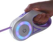 OEM 2in1 multifunkcionális behúzható kutya póráz lámpával - Lila nyakörv, póráz, hám kutyáknak