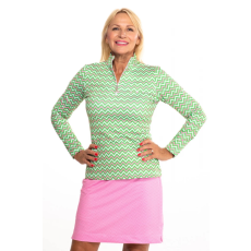 OEM ACE HOSSZÚ UJJÚ CÍPZÁROS NŐI GOLF PÓLÓ menta. pink chevron mintával  34