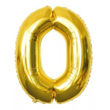 OEM Arany '0' Fólia Lufi - 110 cm, Héliummal és Levegővel Tölthető party kellék
