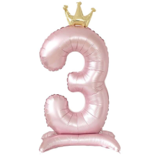 OEM Ballon Szám 3, 81 cm, Alumínium fólia, Lányok, Rózsaszín party kellék