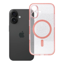 OEM Clear Mag Cover tok iPhone 16 (STR / kameravédős) Magsafe kompatibilis rózsaszín glitter tok és táska