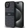 OEM DKNY PU Leather Repeat Pattern Tonal Stripe Apple iPhone 15 Plus hátlap tok fekete