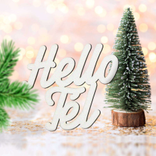 OEM Fehér "Hello Tél" felirat színes 10x10cm dekorációs kellék