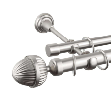 OEM Fenyőfa 25/19 dupla rúd galéria, fém, ezüst - 360 cm karnis, függönyrúd