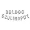 OEM Fólia lufi betűszett Boldog szülinapot felirattal - ezüst / 40 cm × 16 db