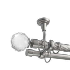 OEM Galéria dupla csavart rúd Cristal25/19 mennyezeti rögzítéssel - fém, ezüst - 360 cm karnis, függönyrúd