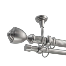 OEM Galéria dupla rúd mennyezeti rögzítéssel Pluton 25/19 - fém, ezüst - 400 cm karnis, függönyrúd
