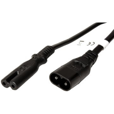 OEM , Hosszabbító hálózati kábel, 2-tűs, C7/C8, 2m, fekete kábel és adapter