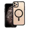 OEM iPhone 11 Pro Max hátlaptok, telefon tok, MagSafe kompatibilis, átlátszó, fekete kerettel, Color Edge Mag Cover