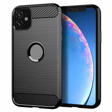 OEM iPhone 11 szilikon tok, hátlaptok, telefon tok, karbon mintás, fekete, Carbon tok és táska