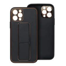 OEM iPhone 14 Plus hátlap tok, telefon tok, műbőr, kitámasztható, fekete, Leather tok és táska
