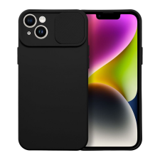 OEM iPhone 14 Plus szilikon tok, hátlap tok, kamera védelemmel, fekete, SLIDE Case tok és táska