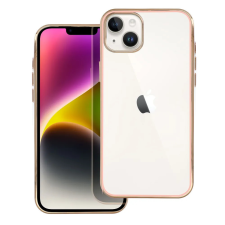 OEM iPhone 14 Plus szilikon tok, hátlap tok, telefon tok, átlátszó, rózsaszín keretes, Lux tok és táska