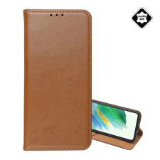 OEM iPhone 16e GIGAPACK Tok álló, valódi bőr FLIP, asztali tartó, VILÁGOSBARNA tok és táska