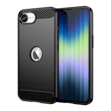 OEM iPhone 16e szilikon tok, hátlaptok, telefon tok, karbon mintás, fekete, Carbon case tok és táska