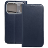 OEM iPhone 17 Pro Max könyvtok, fliptok, telefon tok, mágneszáras, bankkártyatartós, sötétkék, Smart Magnetic