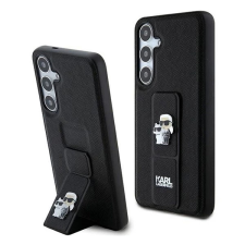 OEM Karl Lagerfeld Gripstand Saffiano Karl&Choupette Pins Samsung Galaxy S24+ tok fekete tok és táska