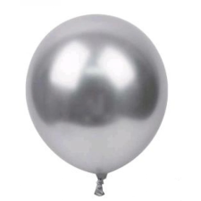 OEM Latex lufi – króm ezüst színű – 25cm / 50db party kellék