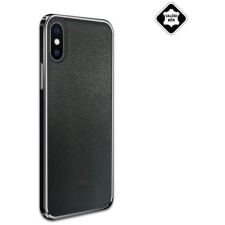 OEM NXE műanyag tok bőrbevonattal Apple iPhone XS Max fekete tok és táska