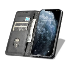 OEM Samsung Galaxy A05s oldalra nyíló könyv tok sok zsebbel fekete tok és táska