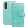 OEM Samsung Galaxy A55 5G könyvtok, flip tok, telefon tok, oldalra nyíló tok, mágnesesen záródó, mandala mintás, zöld, Forcell Mezzo
