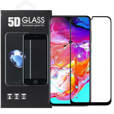 OEM Samsung Galaxy A70 üvegfólia, tempered glass, előlapi, 5D, edzett, hajlított, fekete kerettel mobiltelefon kellék