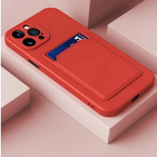 OEM Samsung Galaxy S22 kameravédős szilikon tok kártyatartóval piros tok és táska