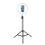OEM Selfie tükör, tripod, asztali tartó, állvány, fénygyűrű, távirányítóval, bluetooth-os, vezeték nélküli, fekete, 13"