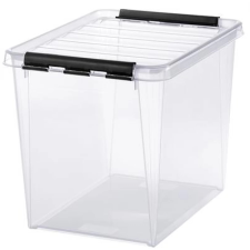OEM SMARTSTORE Classic 16 Műanyag tárolódoboz 25 liter fekete fogantyúkkal átlátszó bútor