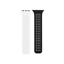OEM Spike Apple Watch szilikon szíj 38/40/41mm fehér/fekete okosóra kellék