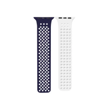 OEM Spike Apple Watch szilikon szíj 38/40/41mm kék/fehér okosóra kellék