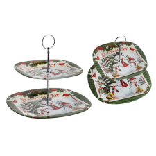 OEM Süteményes tál hóemberes emeletes 24x28cm konyhai eszköz