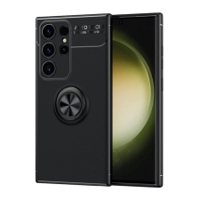 OEM Szilikon telefonvédő (asztali tartó. tartógyűrű. 360°. mágneses) FEKETE tok és táska