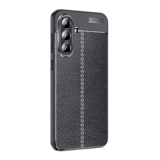 OEM Szilikon telefonvédő (ütésállóság. bőr hatású. varrás minta) FEKETE tok és táska