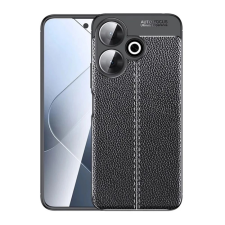 OEM Szilikon telefonvédő (ütésállóság. bőr hatású. varrás minta) FEKETE tok és táska