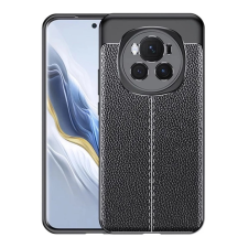 OEM Szilikon telefonvédő (ütésállóság. bőr hatású. varrás minta) FEKETE tok és táska